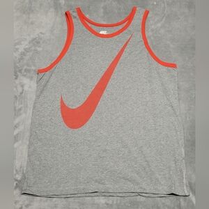 Nike Regular Fit Mens Tank Top Oversize Logo Gray Red Size XL